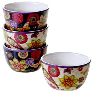 Certified International Coloratura Assorted Design Ice Cream Bowls (Set of 4)