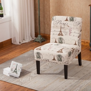 Goodale Script Linen Armless Contemporary Oversize Accent Slipper Chair