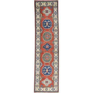 Hand-Knotted Kazak Tribal Design Runner Wool Carpet (2'8x10'5)