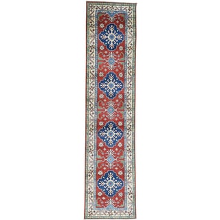 Hand-Knotted Kazak Runner Tribal Design Wool Carpet (2'7x11'5)