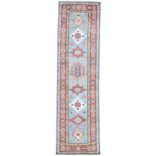 Hand-Knotted Super Kazak Runner Wool Oriental Rug (2'8x9'8)