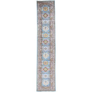 Hand-Knotted Runner Tribal Super Kazak Oriental Rug (2'8x13'4)