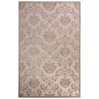 Contemporary Damask Pattern Ivory/ Beige Rayon Chenille Area Rug (7'6 x 9'6)