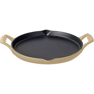 La Cuisine Cream Enamel/Cast Iron 12-inch Round Shallow Griddle With 2 Wedge Handles