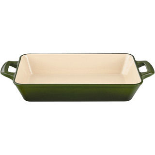 LaCuisine Green Large Deep Cast Iron Roasting Pan with Enamel Finish