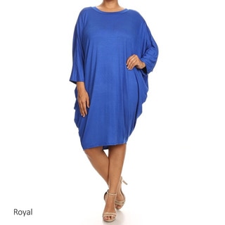 Plus Size Women's Solid-colored Rayon/Spandex Dress