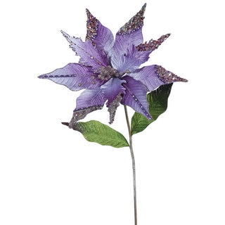 26-inch Purple Poinsettia with 12-inch Flower (Pack of 3)