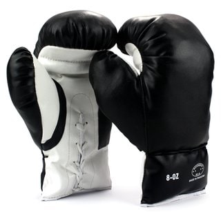 Velocity Toys Kids 8-ounce Black Youth Lace-up Training Boxing Gloves