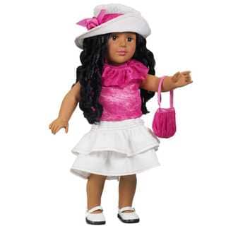 The Queen's Treasures Pink & White Skirt, Shirt, Hat and Handbag Doll Clothing Outfit, Clothes & Accessories for 18" Girl Dolls