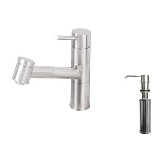 VIGO Branson Stainless Steel Pull-Out Spray Kitchen Faucet with Soap Dispenser