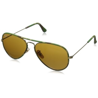 Ray-Ban Men's RB3025JM Aviator Camouflage Sunglasses, Shiny Gold/Brown, 55MM