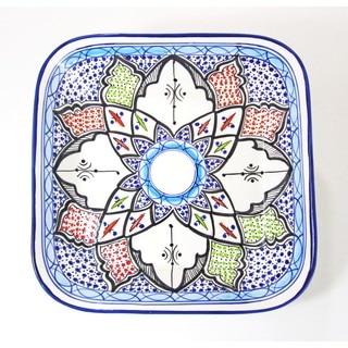 Le Souk Ceramique Tibarine Square Stoneware Serving Bowl (Tunisia)