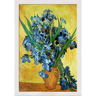 Vincent Van Gogh 'Irises in a Vase' Hand Painted Framed Canvas Art