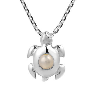 Noble Andaman Turtle Freshwater White Pearl Sterling Silver Necklace (Thailand)