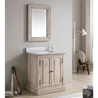 Driftwood 31-inch Quartz Marble Top Single-sink Bathroom Vanity with Rectangle Mirror