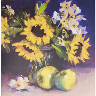 Laurie Johnson 'Sunflowers' 20-inches Wide x 20-inches High Canvas Art