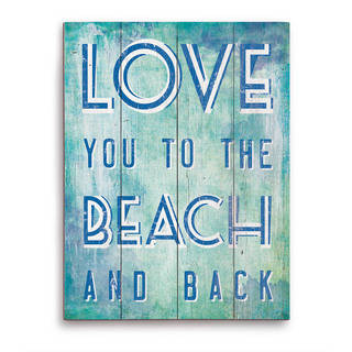Love You To The Beach And Back Blue Wooden Wall Art