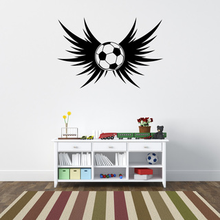 Style & Apply Soccer Wings Black Vinyl Wall Decal