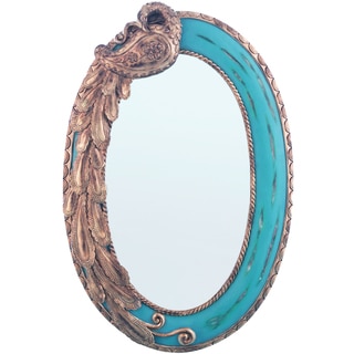 23.75-inch Oval Blue Peacock Mirror