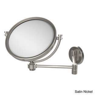 Allied Brass 8-inch Wall-mounted Extending 4X Magnification Make-Up Mirror with Groovy Accent