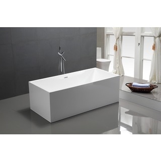 Vanity Art White Acrylic 66.5-inch Freestanding Soaking Bathtub