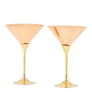 Old Dutch Solid Copper/Brass Stem Martini Glasses (Set of 2)