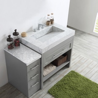Bolzana Grey-finish Wood/White Carrara Marble Top 48-inch Single Vanity without Mirror