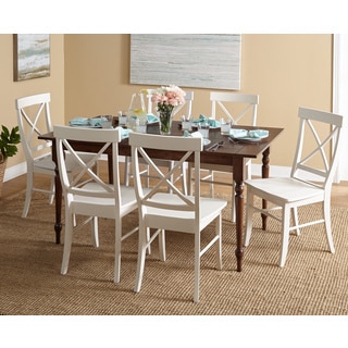 Simple Living Denver Walnut Table White Chairs Dining Set