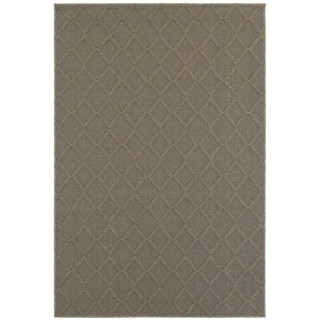 Textured Diamond Lattice Loop Pile Grey/ Grey Indoor/Outdoor Rug (9'10 x 12'10)
