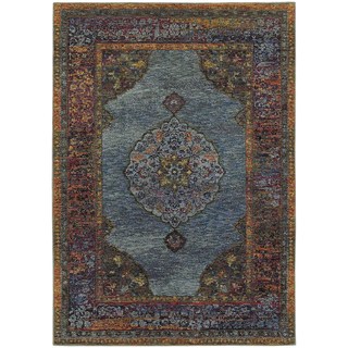 Regal Inspirations Medallion Blue/ Multi Rug (8' 6 x 11' 7)