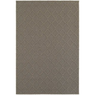 Textured Diamond Lattice Loop Pile Grey/ Grey Indoor/Outdoor Rug (6' 7 x 9' 6)