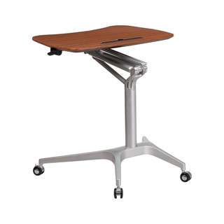 Offex Mahogony Metal Contemporary Mobile Sit-Down Stand-Up Computer Desk