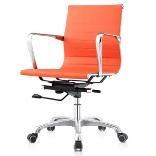 MC505 Orange Leatherette Ribbed Mid-back Executive Office Chair