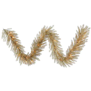 Vickerman Champagne 9-foot x 14-inch Tinsel Garland With 50 Clear Lights