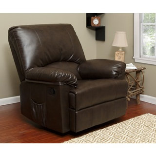Brown Marbled Leather Relaxzen Rocker Recliner with Heat and Massage