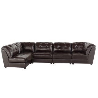 Christopher Knight Home Regen 5-piece Tufted Leather Sectional Sofa Set