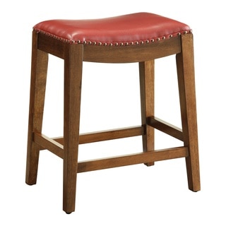 Metro 24-inch Saddle Stool with Nail Head Accents
