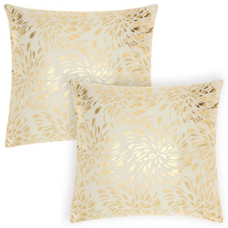Mina Victory Luminescence Metallic Splash Ivory/Gold 18-inch Throw Pillow (Set of 2) by Nourison