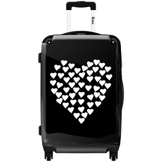 iKase 'Heart Black and White' 20-inch Fashion Hardside Carry-on Spinner Suitcase