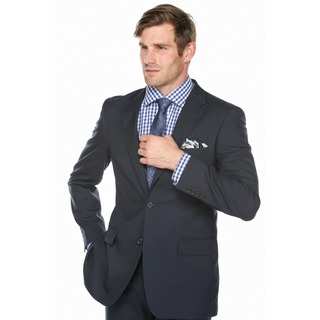 Verno Men's Dark Navy 100-percent Wool Classic-fit Suit