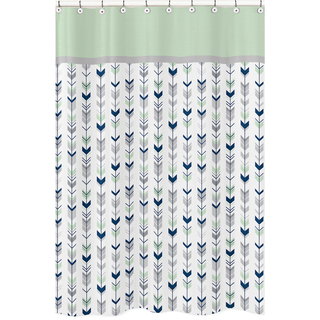 Grey and Mint Mod Arrow Shower Curtain