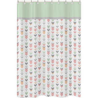 Coral and Mint Mod Arrow Shower Curtain