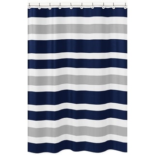 Navy Blue and Gray Stripe Shower Curtain