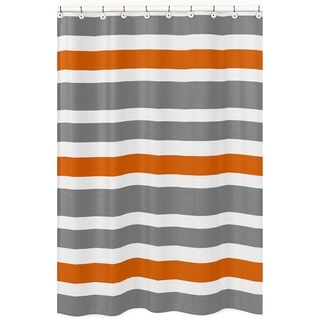 Gray and Orange Stripe Shower Curtain