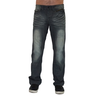 Men's Dark Wash Cotton Denim Straight-leg Jeans