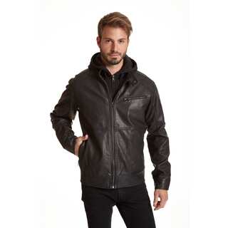 Excelled Men's Faux Leather Jacket with Quilted Shoulder Detail