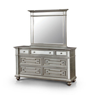 Furniture of America Marisalla Contemporary 2-piece Silver Glam Dresser and Mirror Set