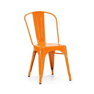 Amalfi Glossy Orange Mango Steel Side Chair (Set of 4)