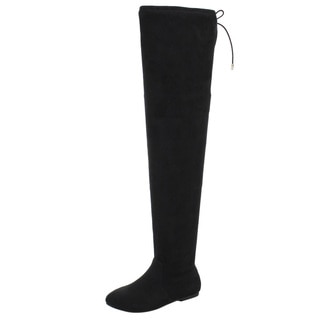 Nature Breeze Women's FD72 Stretchy Thigh-high Over-the-knee Flat-heel Boots