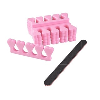 Zodaca Pink 10-piece Set Toe/ Finger Separator for Manicure Pedicure with Black Nail File Sandpaper